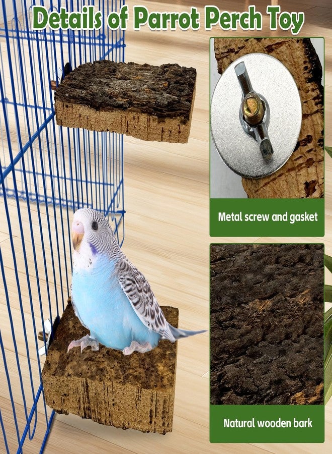 kathson Natural Cork Bird Perch Stand Platform Small Birds Wooden Rectangle Stand Perch Parakeet Chewing Toy Cage Accessories for Lovebirds Cockatiels Conures Parrots(Style A,2PCS) - Image 4